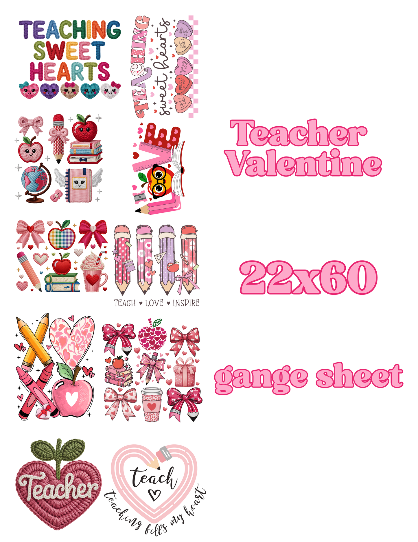 Teacher Valentine gang sheet